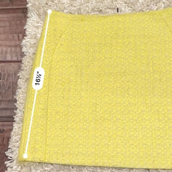 ABS Allen Schwartz Platinum Vintage Bold Yellow Textured Tweed Mini Skirt Sz 2 - Picture 14 of 14